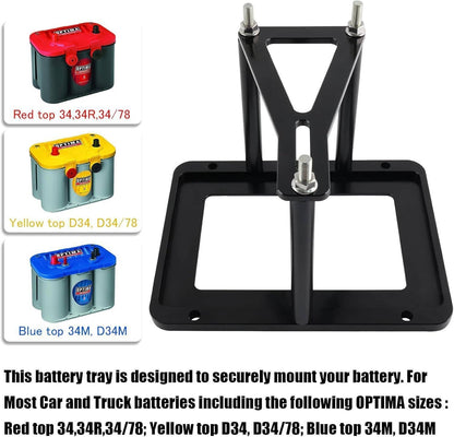 Bethesda Industrial Billet Aluminum Black Battery Tray Hold Down Trunk Relocation Box Racing Mount