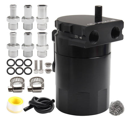 Bethesda Industrial Universal Black Oil Catch Can Kit with Hose Baffled Reservoir Tank Aluminum