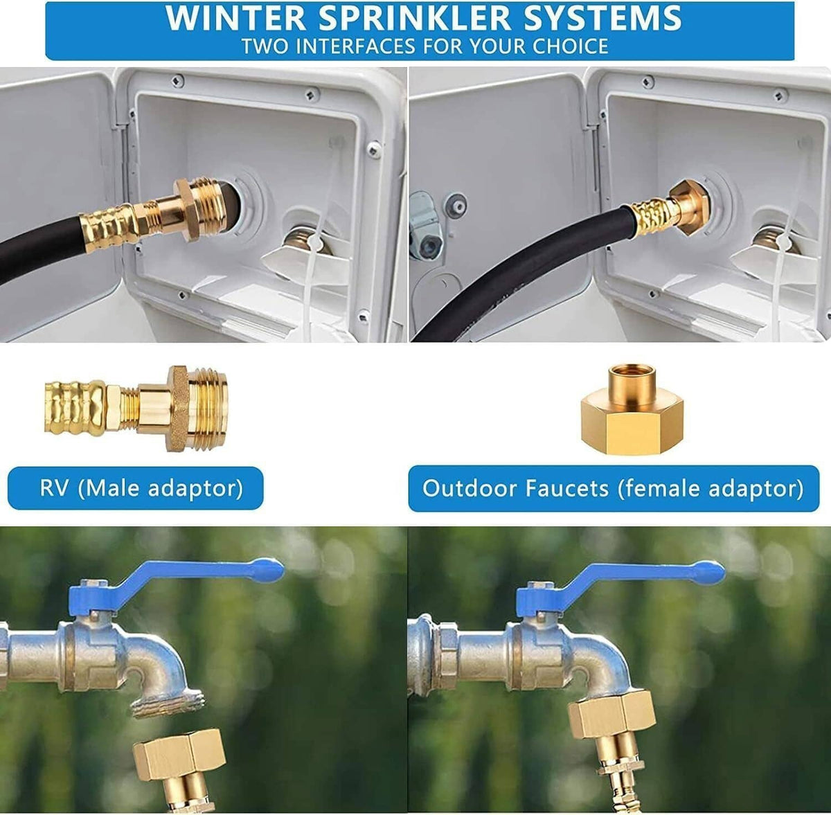Bethesda Industrial Camper Winterizing Kit Blowout Shut Off Valve Adapter Hose Faucet For RV Trailer
