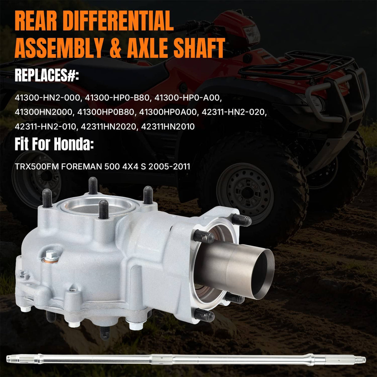 Bethesda Industrial Complete Rear Differential Axle For Honda TRX500FA FOREMAN RUBICON 500 4X4 01-04