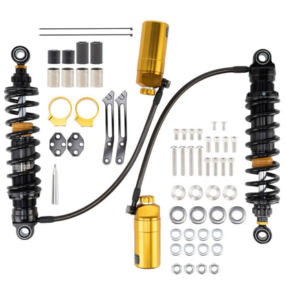 Bethesda Industrial 13" Adjustable Remote Reservoir Rear Shocks Set For Harley Road Glide 2014-2025