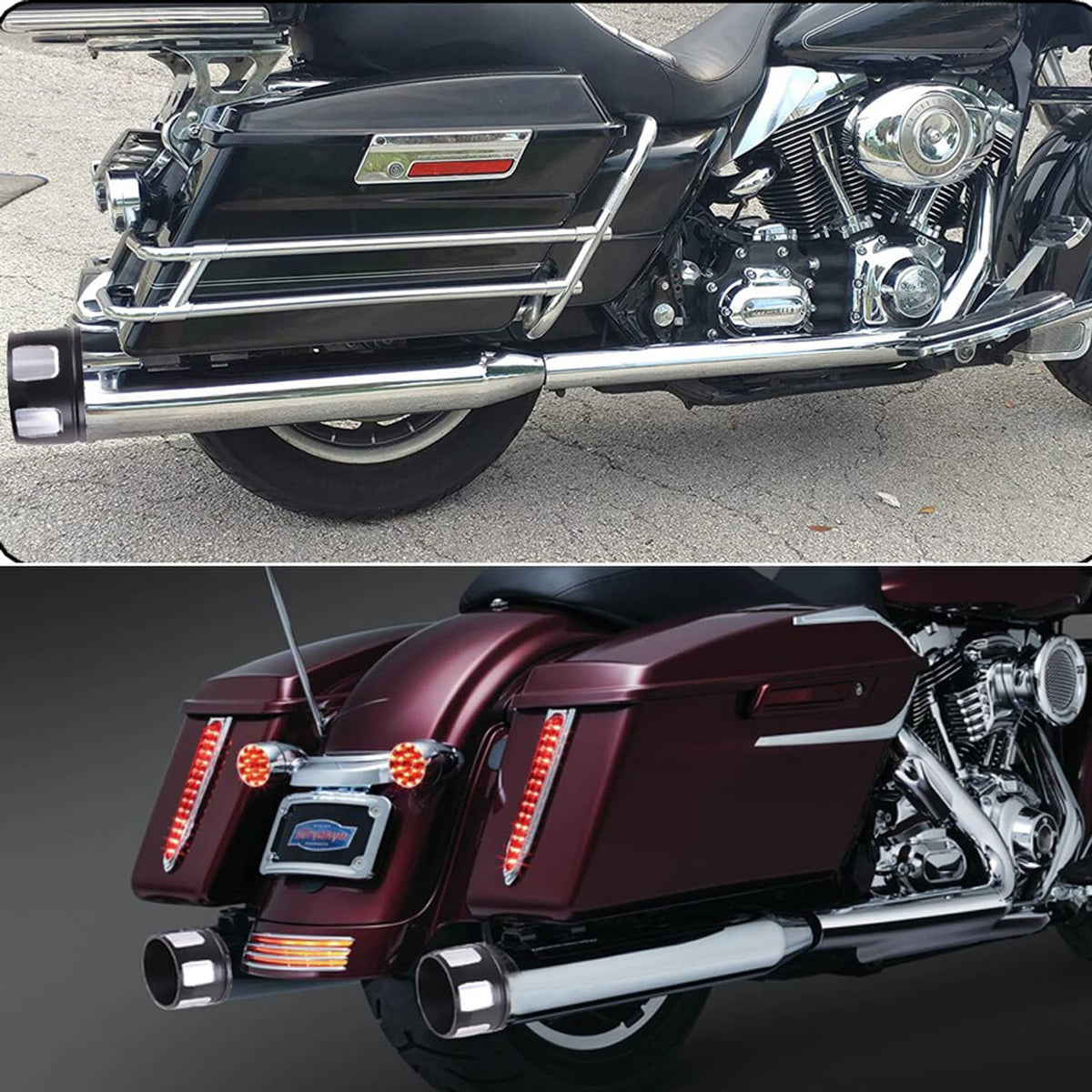Bethesda Industrial 4" Megaphone Slip-On Exhaust Pipe Mufflers For Harley Electra Glide Road King