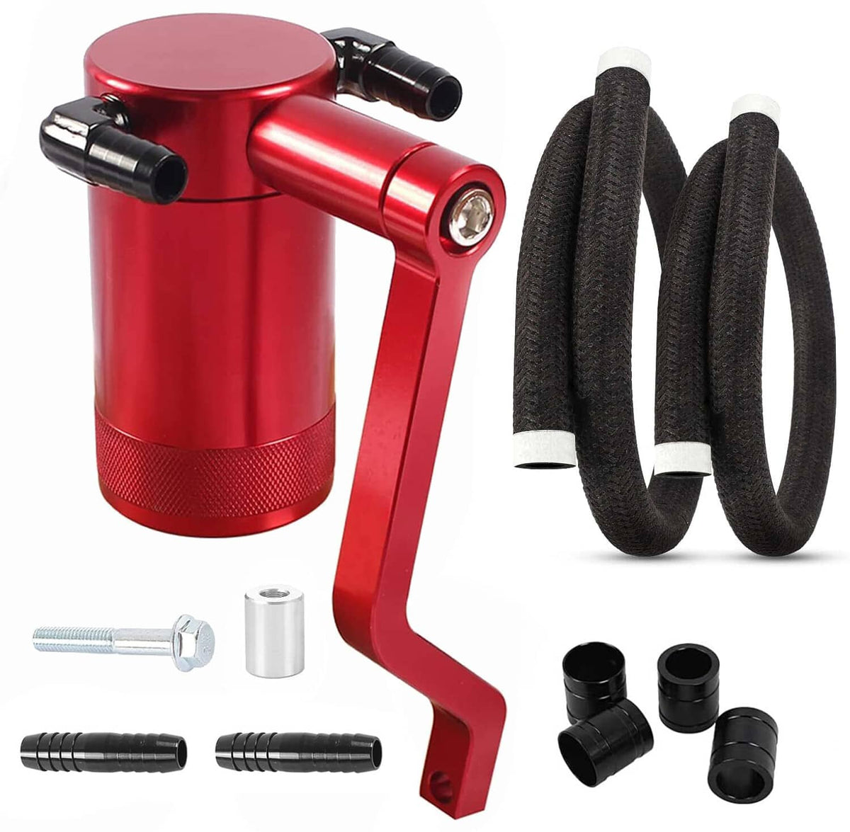 Bethesda Industrial Oil Catch Can Kit Z-Bracket Red Finish Fit For 2011-21 Dodge Challenger Chrysler
