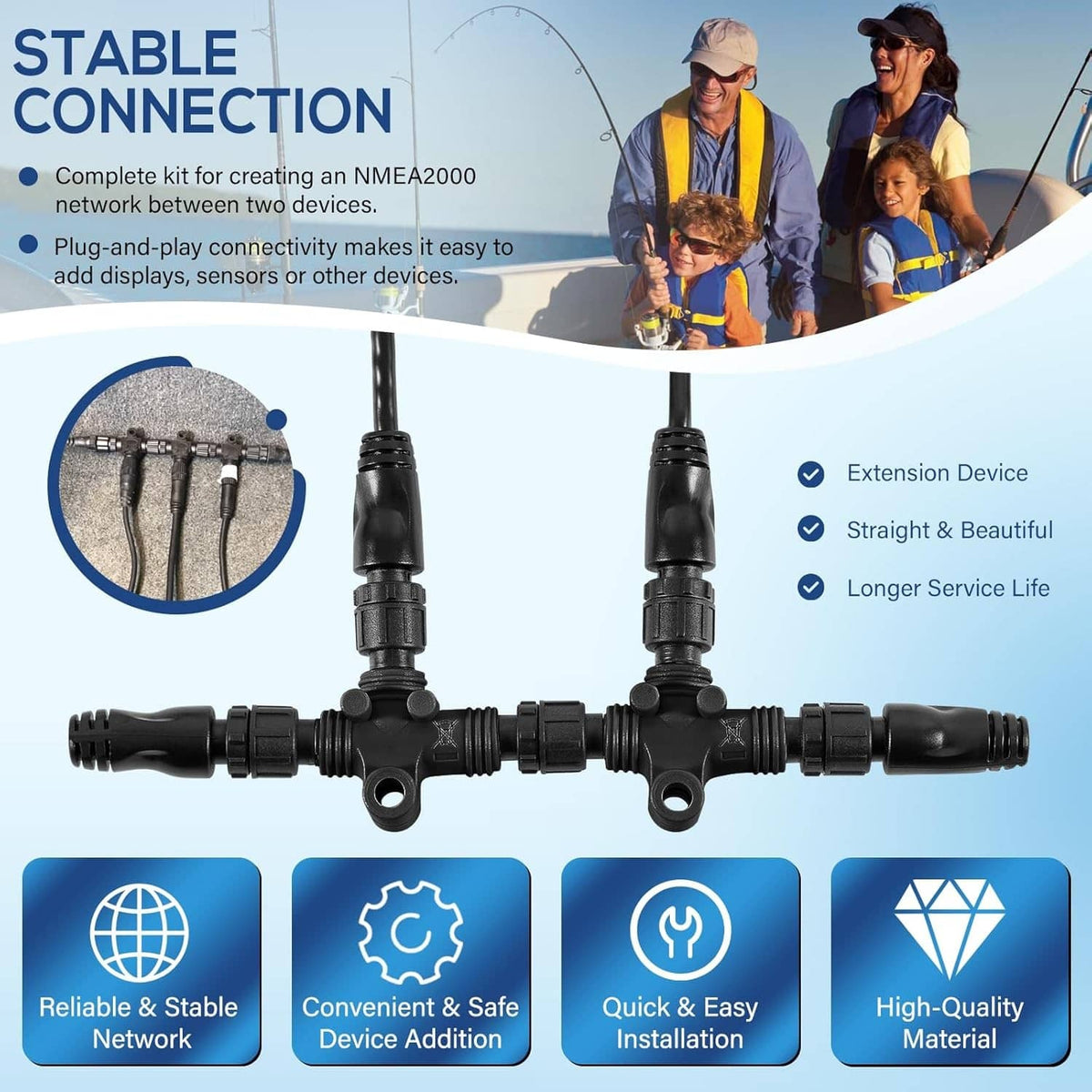 Bethesda Industrial 124-69 NMEA 2000 Network Starter Kit Replace for Lowrance N2K-EXP-RD-2 Cable Kit