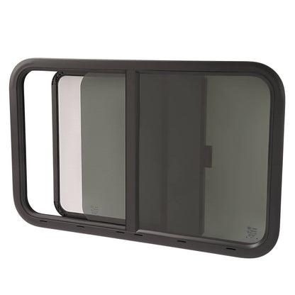 Bethesda Industrial 35"W x 22"H RV Window Horizontal Slider W/ Screen Trim Ring For RV Cargo Trailer