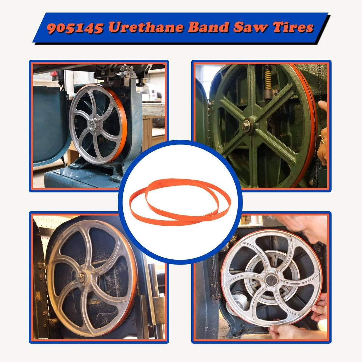 Bethesda Industrial 2-Pack Urethane Band Saw Tires, Replace for 14" Delta 905145 Craftsman 3AD92501