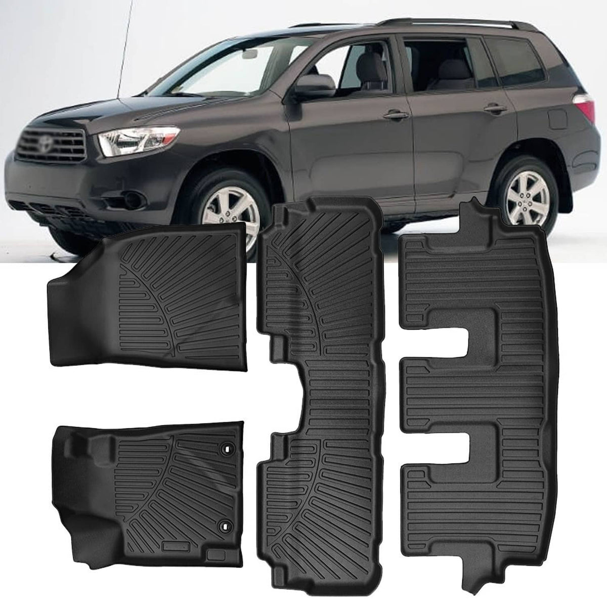Bethesda Industrial Floor Mats for Toyota Highlander 2008-2013 1st & 2nd & 3rd Row Floor Liners New