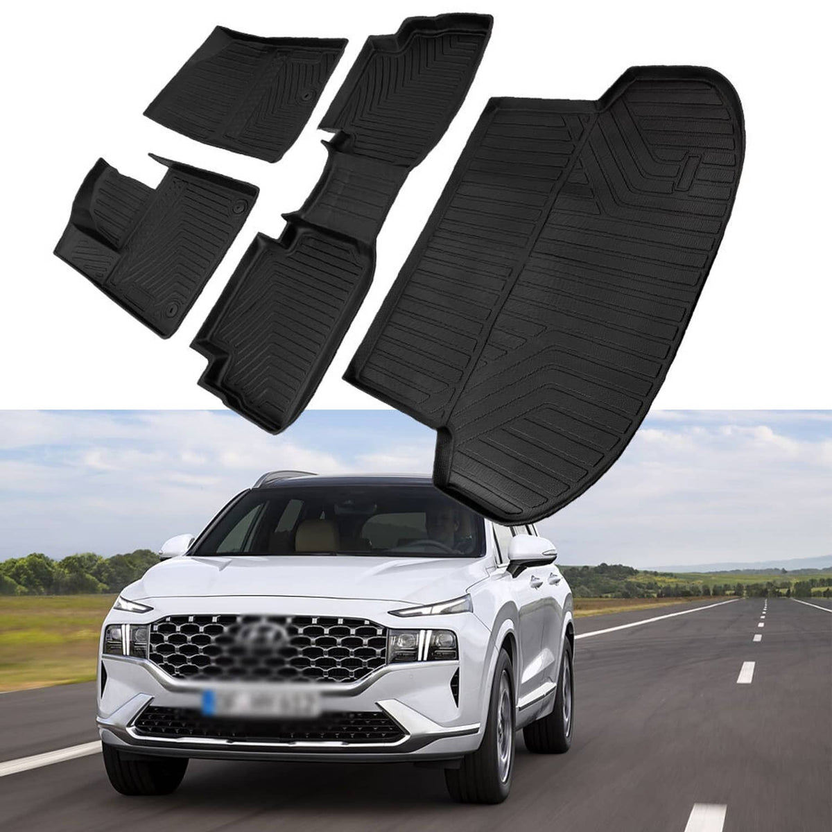 Bethesda Industrial 4X All Weather Floor Mats with Cargo Liner for 2021-2023 Hyundai Santa Fe 5 Seat