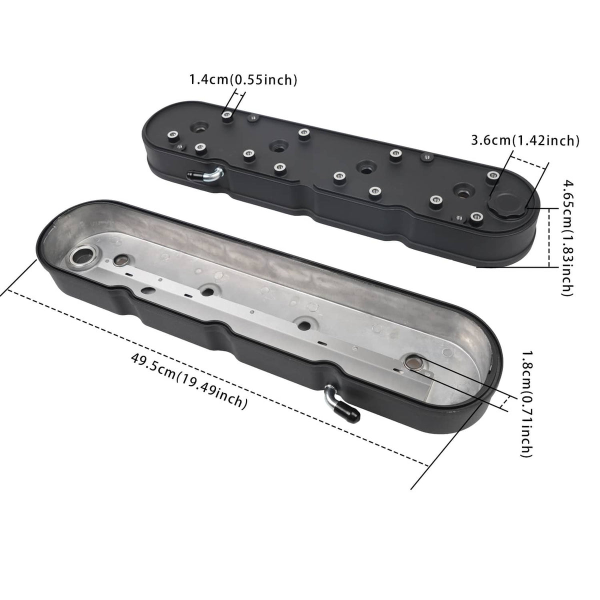 Bethesda Industrial Aluminum Valve Covers with Coil Mounts w/Covers for Chevy LS LS1 LS2 LS3 LS6 LS7