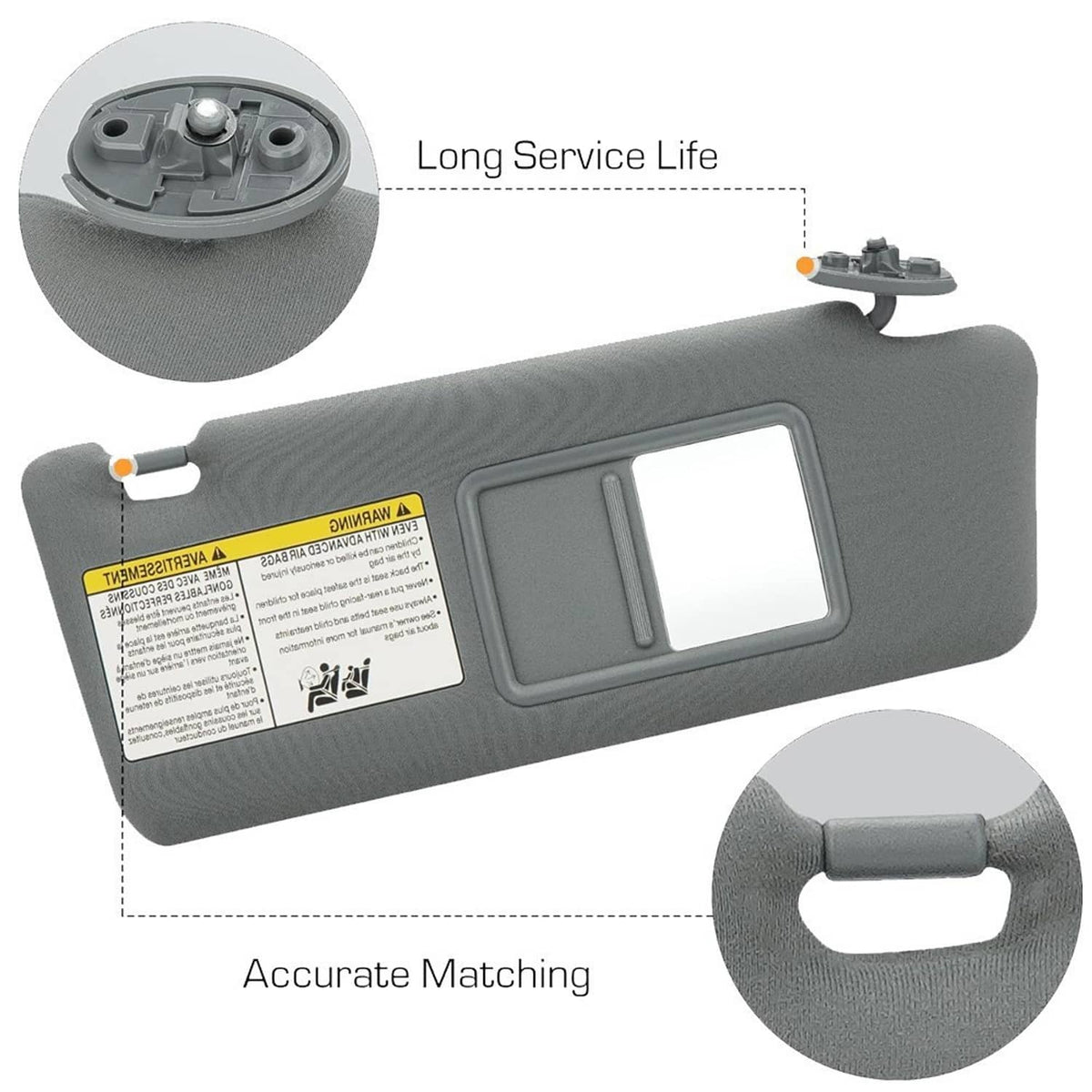 Bethesda Industrial Pair Sun Visor LH Driver & RH Passenger Side For 2005-2015 Toyota Tacoma Gray
