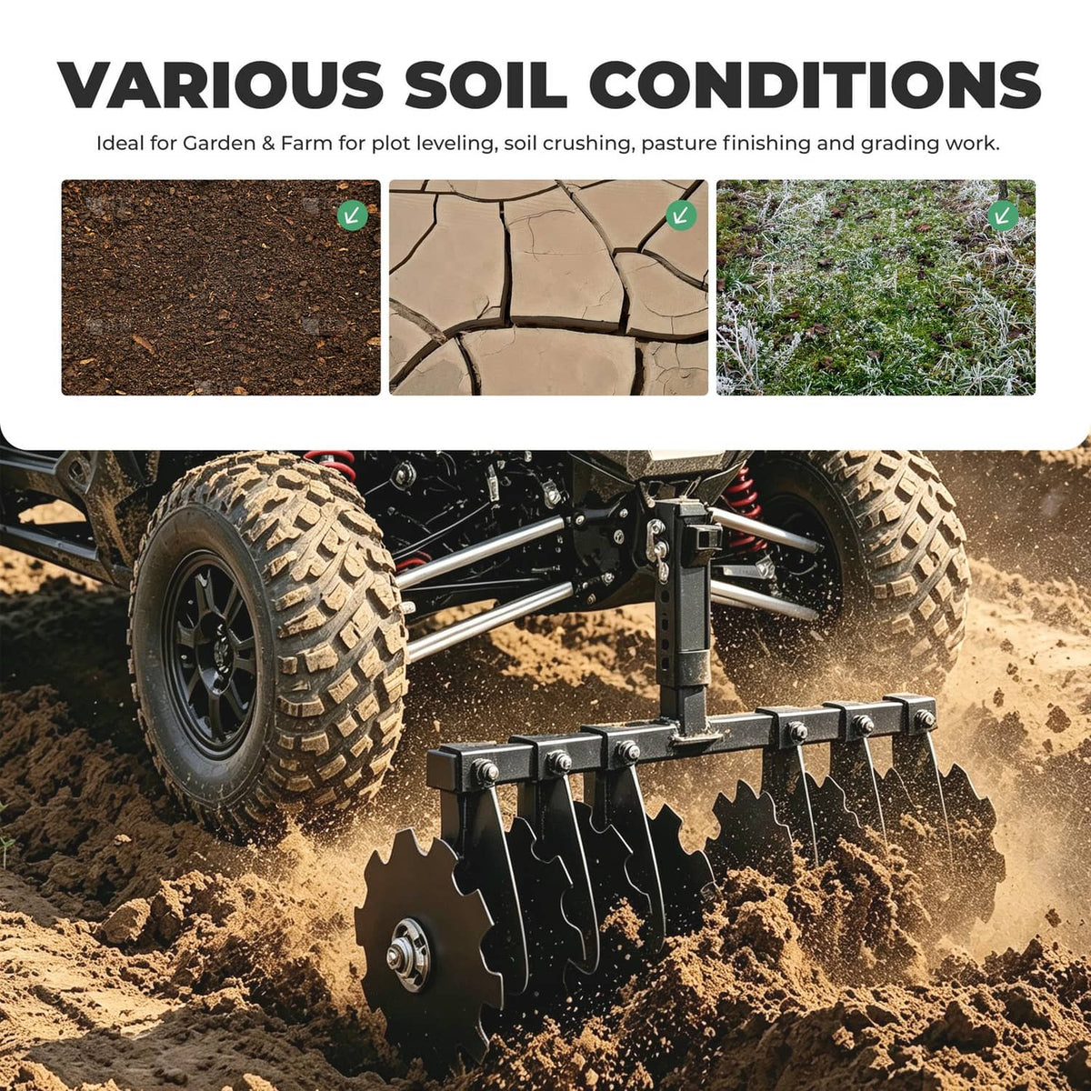 Bethesda Industrial 34" Disc Plow Harrow w/ 2-inch Receiver Hitch 8-blade disc For Tractor ATV UTV