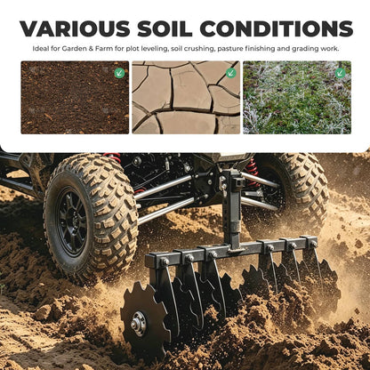 Bethesda Industrial 34" Disc Plow Harrow w/ 2-inch Receiver Hitch 8-blade disc For Tractor ATV UTV