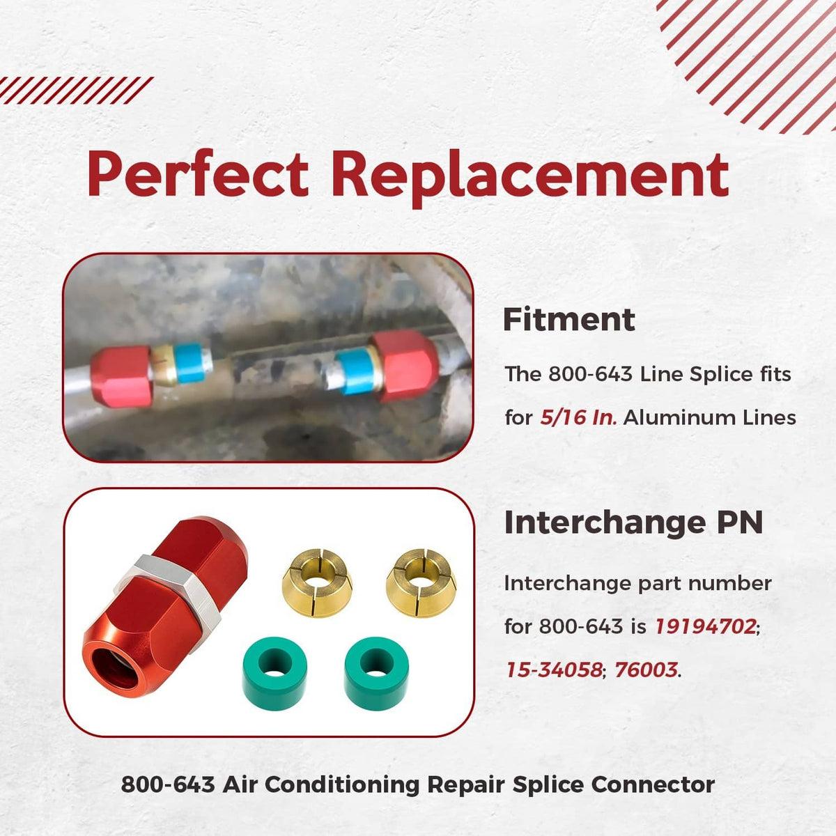 Bethesda Industrial 800-643 5/16'' Aluminum Line Splice Repair Kit 5PCS Works for A/C, coolant Etc