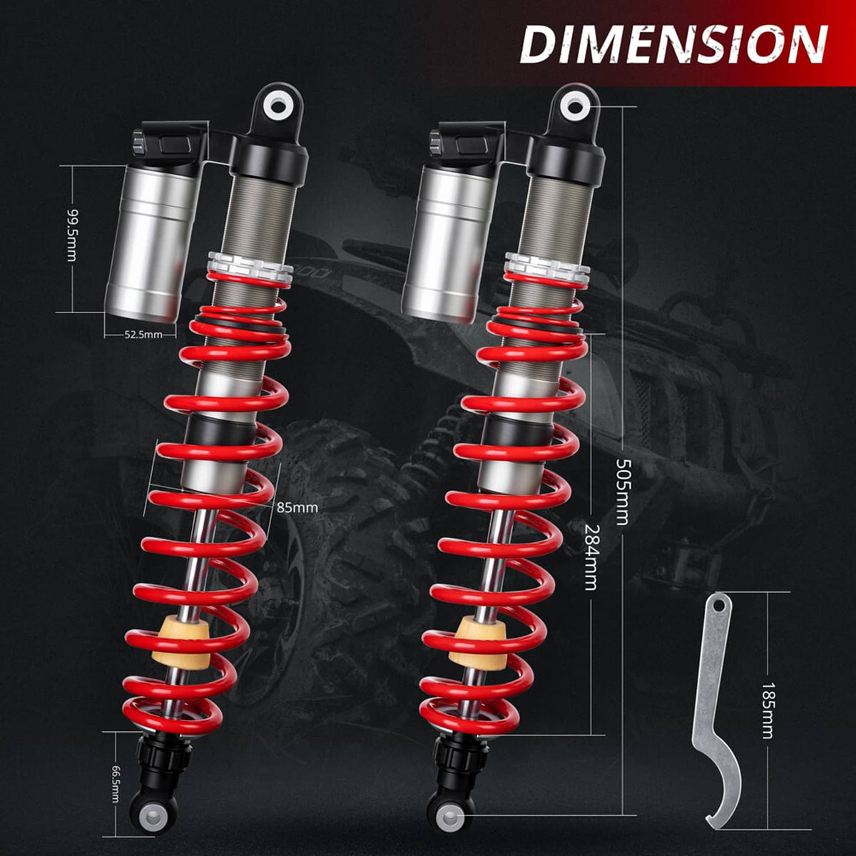 Bethesda Industrial For 2009-2014 Polaris RZR S 800 EFI Stage 5 Front + Rear Air Shocks Absorbers