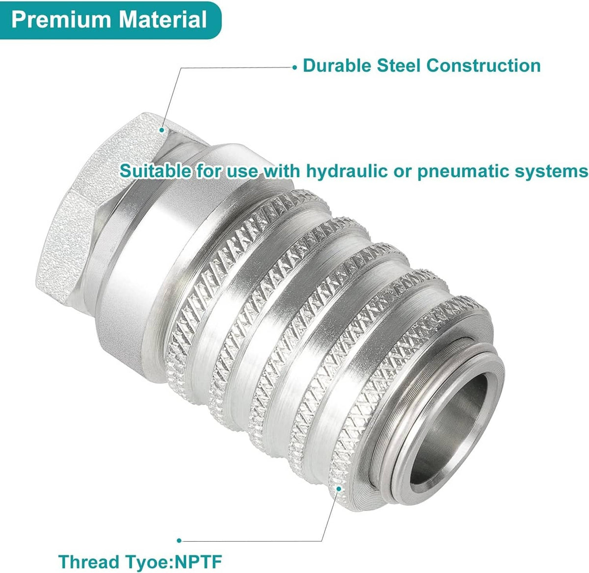 Bethesda Industrial PD222 Series PD Steel Test Port and Diagnostic Equipment Quick Coupler, 1.67" L