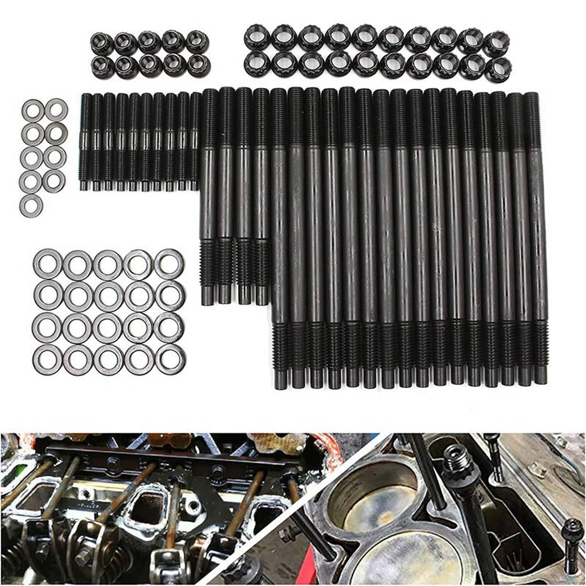 Bethesda Industrial Black Cylinder Head Stud Kit For 97-03 Chevy LS1 LQ9 LS6 4.8L 5.3L 6.0L Engines