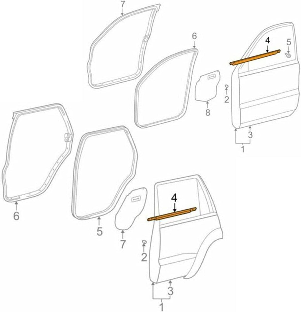 Bethesda Industrial 4Pcs Door Window Weatherstrips Belt Seal Moulding Trim For Toyota Corolla 09-12