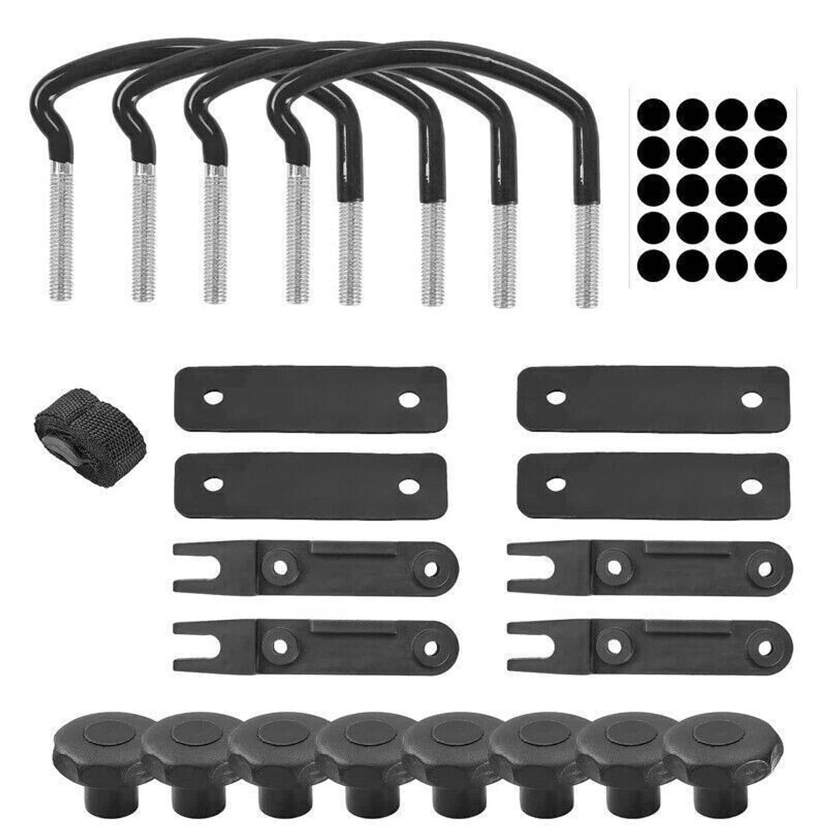 Bethesda Industrial 4Pcs Roof Box U-Bolt Clamps Cargo Carrier Roof Rack Bracket Van Mounting Black