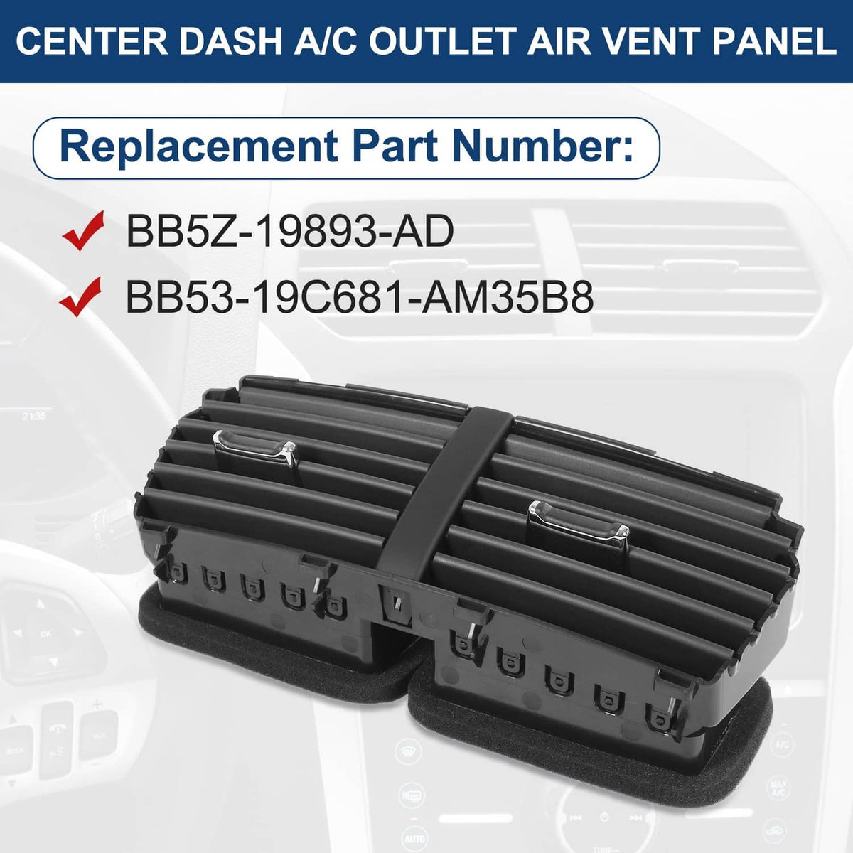 Bethesda Industrial Dash A/C Heater-Air Outlet Louver Vent BB5Z-19893-AD For 2011-15 Ford Explorer