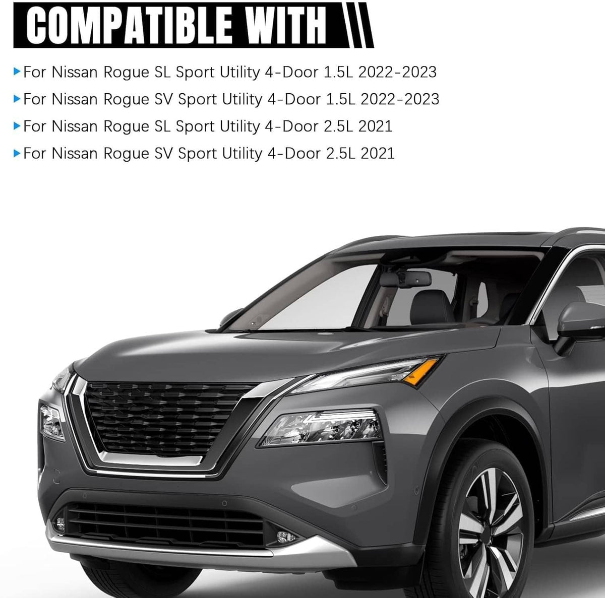 Bethesda Industrial New For 2021-2023 Nissan Rogue Chrome LED Headlights Headlamps Pair Left+Right