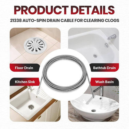 Bethesda Industrial 21338 Auto-Spin Replacement Drain Cable 1/4” x 30 ft Fit for RIDGID K-45