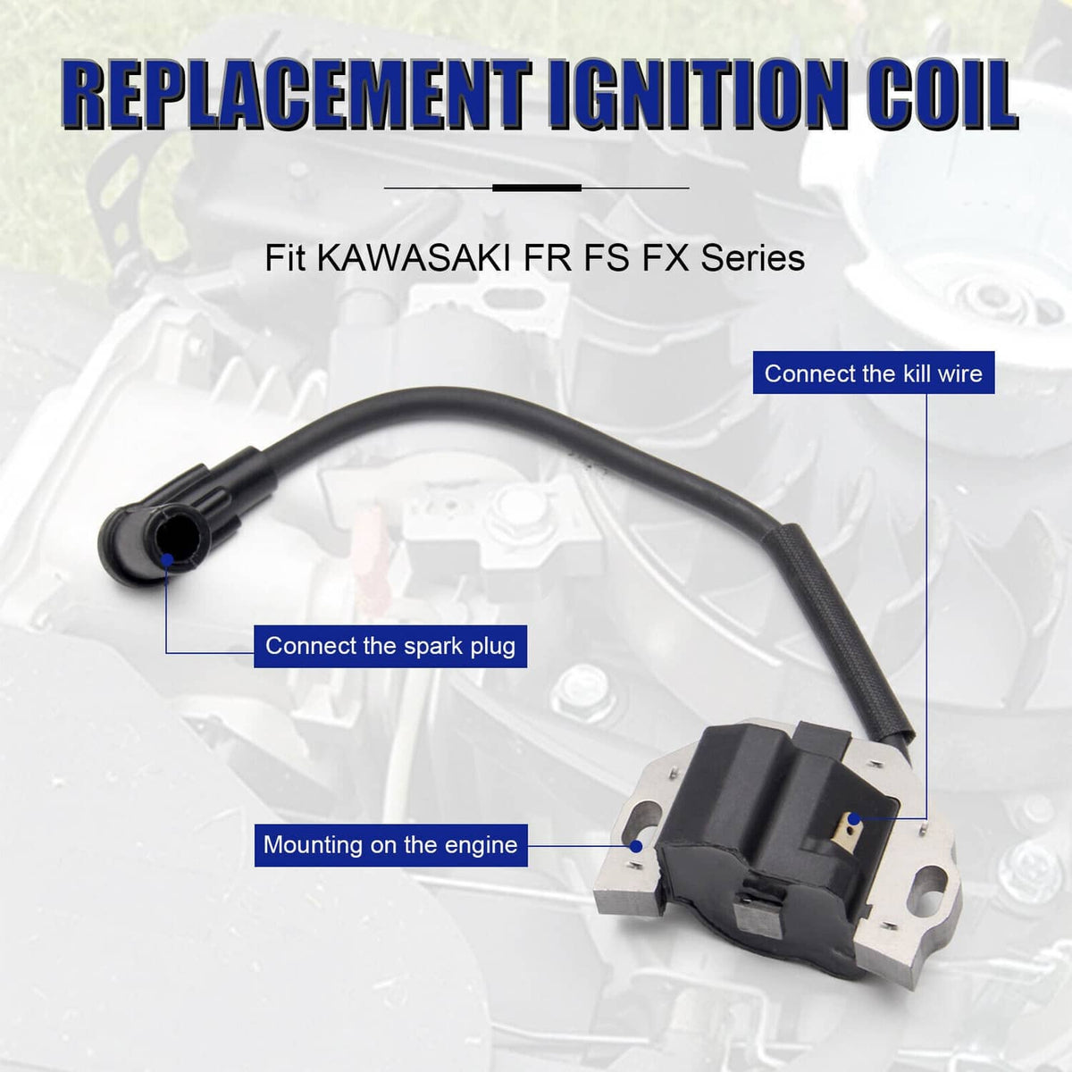 Bethesda Industrial 2Pcs Ignition Coil w/ Spark Plug For KAWASAKI FR FS FX Series Engines 21171-0743