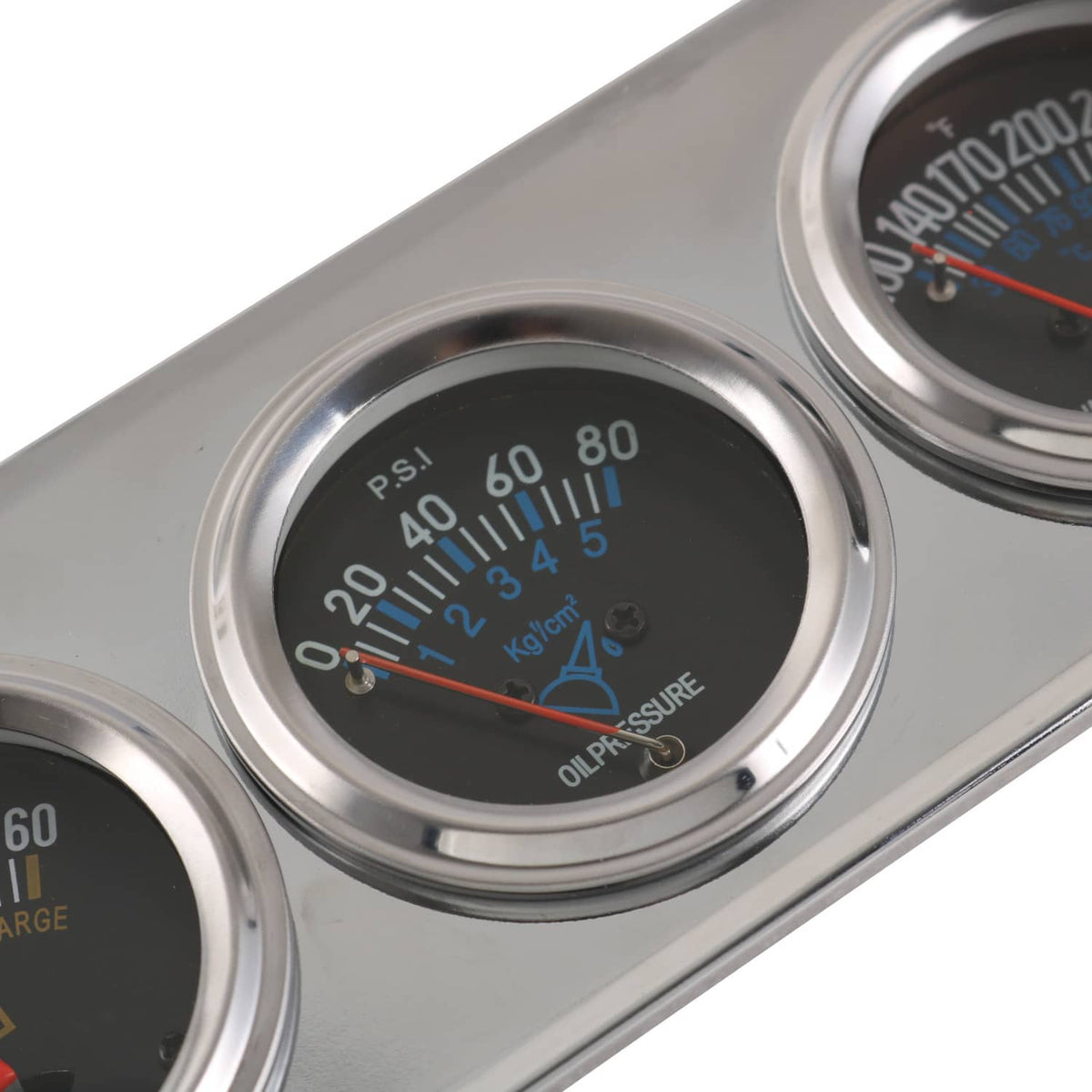 Bethesda Industrial 2" 52mm Chrome Car Triple Gauge Set Kit AMP Meter Water Temp Oil Pressure 3 in 1
