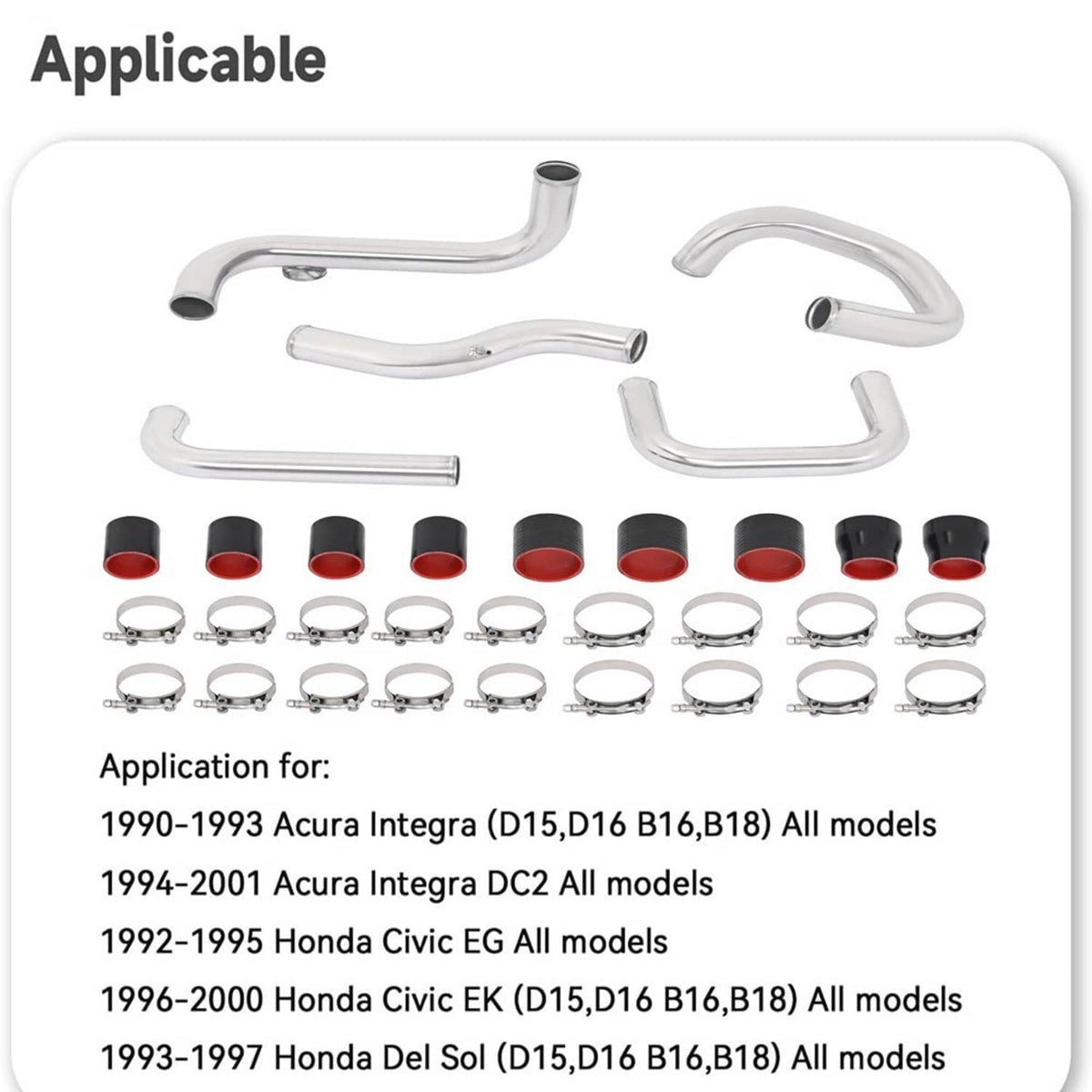 Bethesda Industrial New Intercooler Pipe Tube Kit for Honda Civic 1992-2000 Acura Integra 1994-2001