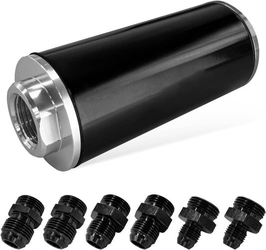 Bethesda Industrial High Flow Inline Fuel Filter 100 Micron Cleanable 6AN 8AN 10AN Adapter Universal