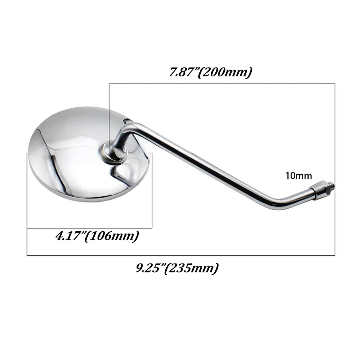 Bethesda Industrial 2Pcs Motorcycle Rearview Mirror Set M10/10mm Chrome Round Shape (Classic Style)