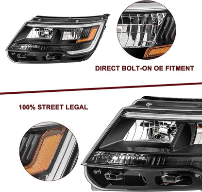 Bethesda Industrial Left & Right Side Headlights Assembly w/LED DRL For 2016-2019 Ford Explorer New