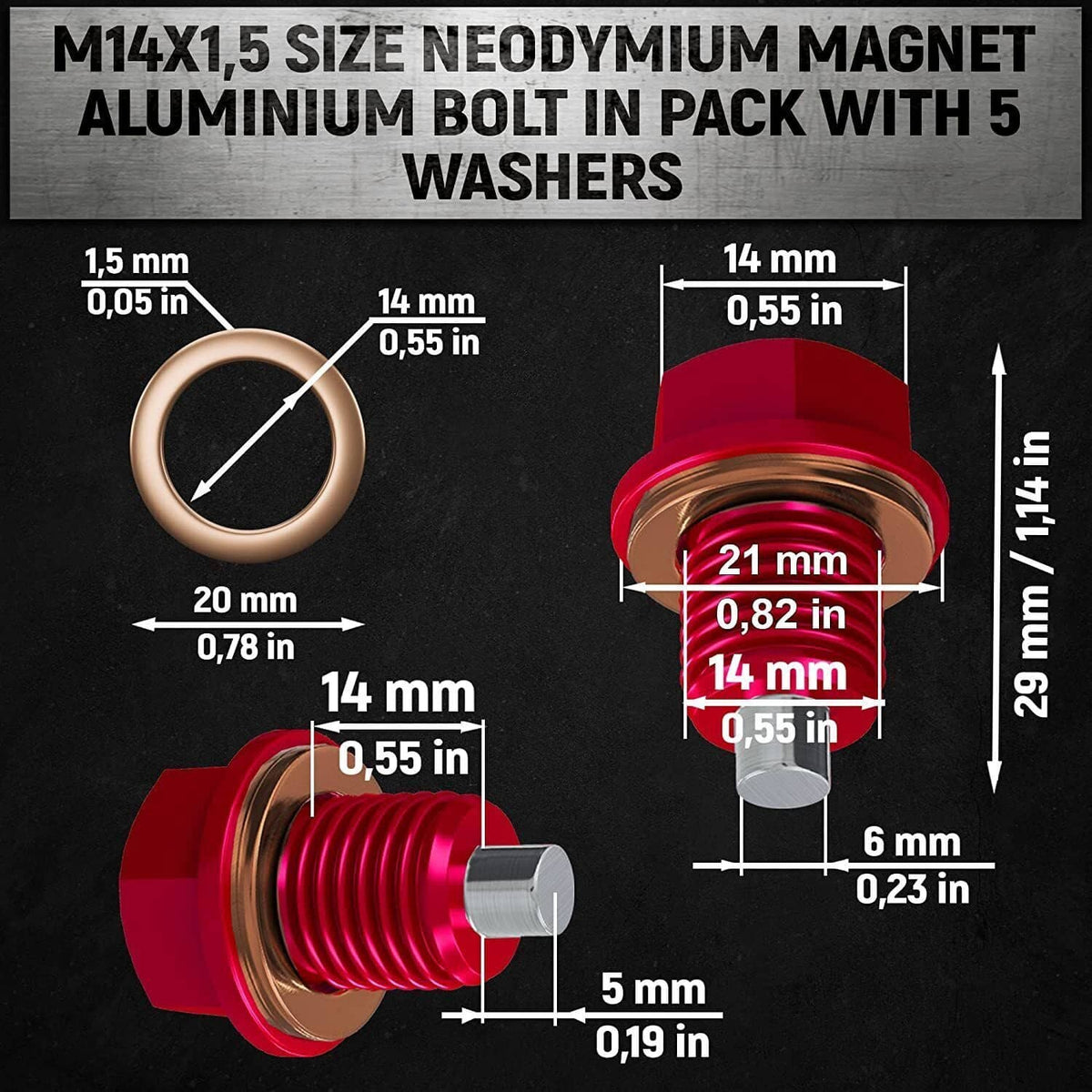 Bethesda Industrial M14x1.5mm Car Engine Magnetic Oil Drain Plug Screw Nut Bolt Sumps Universal