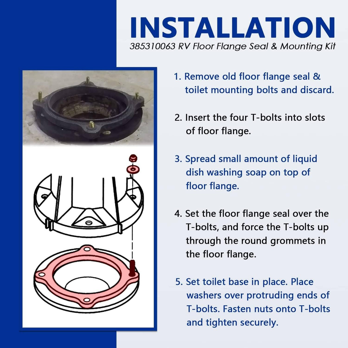 Bethesda Industrial 385310063 SE341549 RV Floor Flange Seal and Mounting Kit, Fits Dometic/ Sealand