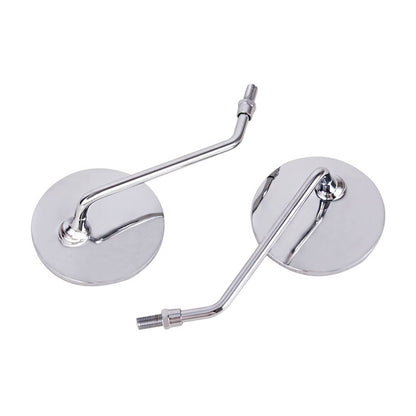 Bethesda Industrial 2Pcs Motorcycle Rearview Mirror Set M10/10mm Chrome Round Shape (Classic Style)