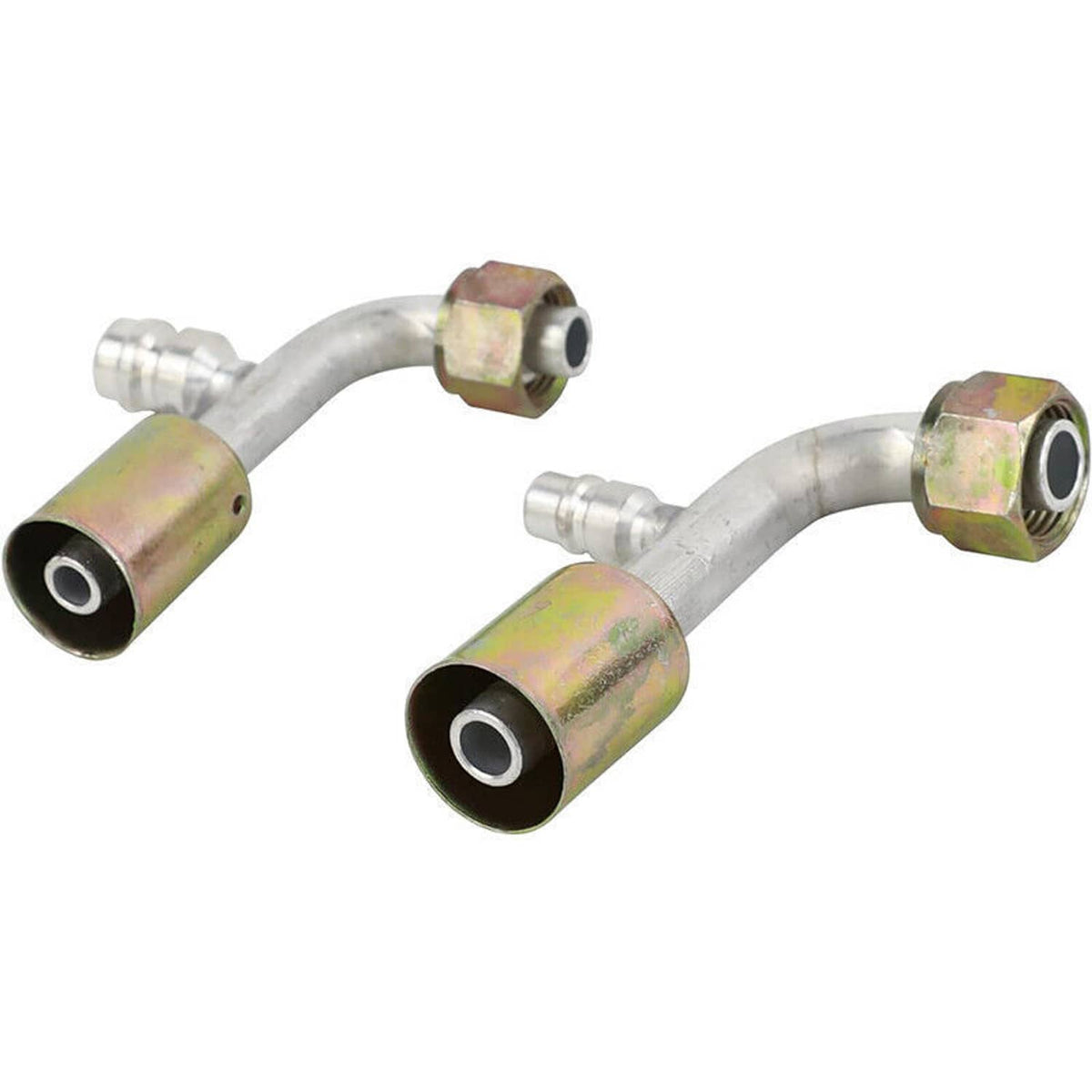Bethesda Industrial #10 #8 AC Fittings Beadlock A/C Female O Ring 90 Degree with R134a Service Ports