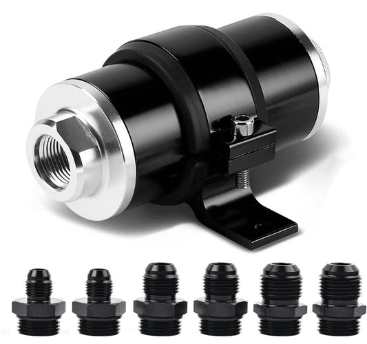 Bethesda Industrial 30 Micron Inline Fuel/Petrol Filter & Bracket Billet Aluminum AN6/AN8/AN10