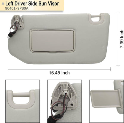 Bethesda Industrial New Left Driver Gray Sun Visor w/ Lamp 96401-9PB0A for 2013-18 Nissan Pathfinder