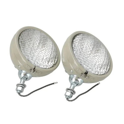 Bethesda Industrial Headlight Assembly Set - 6V Round Tract-O-Lite Restoration Quality