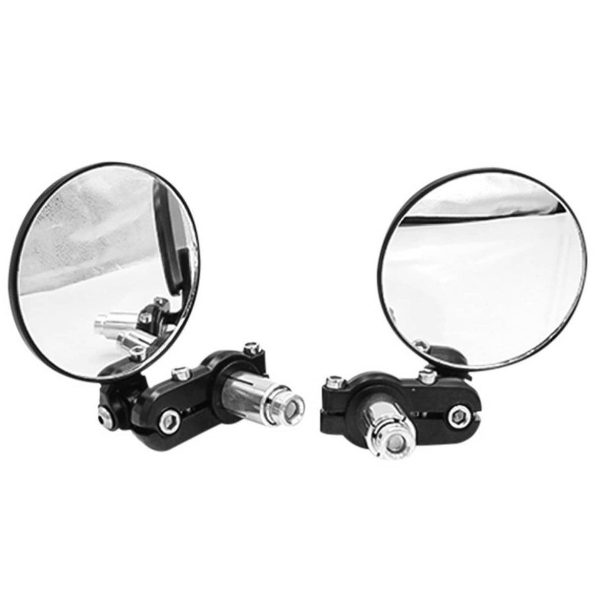 Bethesda Industrial Cafe Racer Black Round Motorcycle 7/8" End Bar Side Mirrors For Honda Suzuki