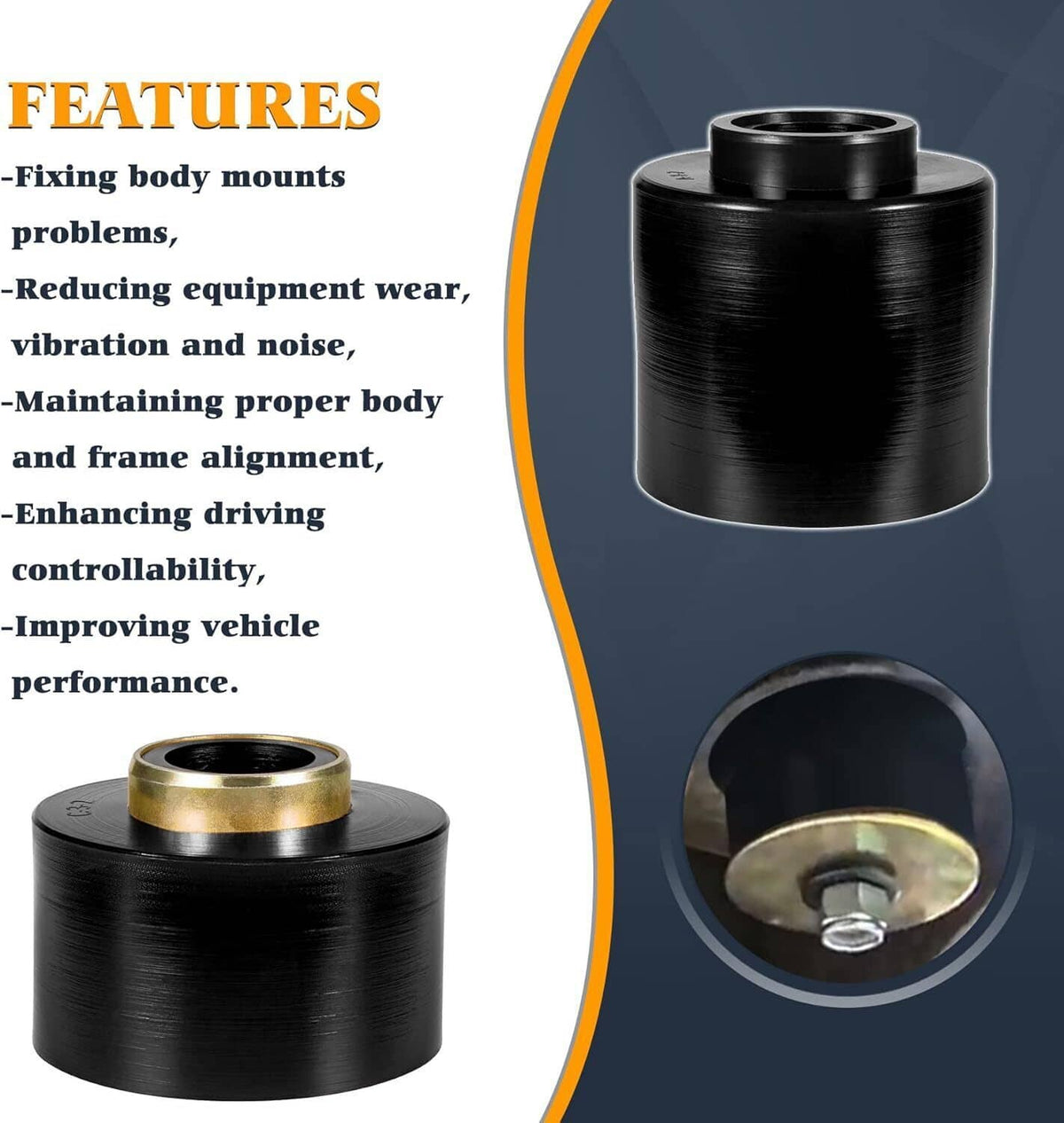 Bethesda Industrial 4.4123R Set Body Cab Mount Bushing Kit For 1980-1998 Ford F150 F250 F350 2WD 4WD