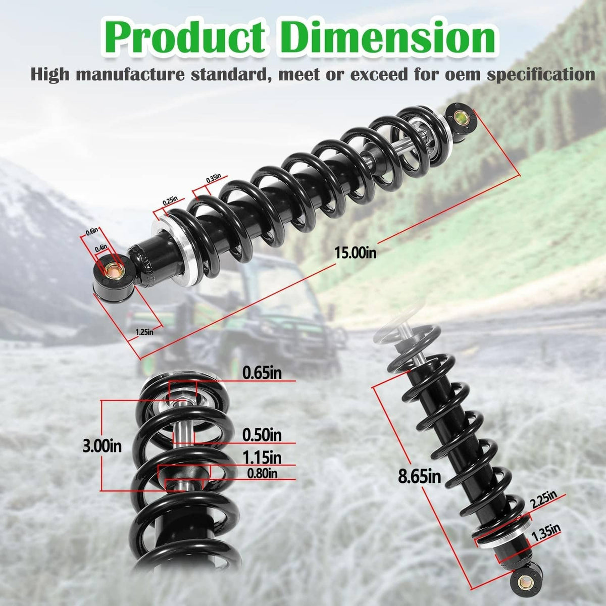 Bethesda Industrial 2 Pcs Front Suspension Heavy Duty Shock Absorber Kit For John Deere AM130448