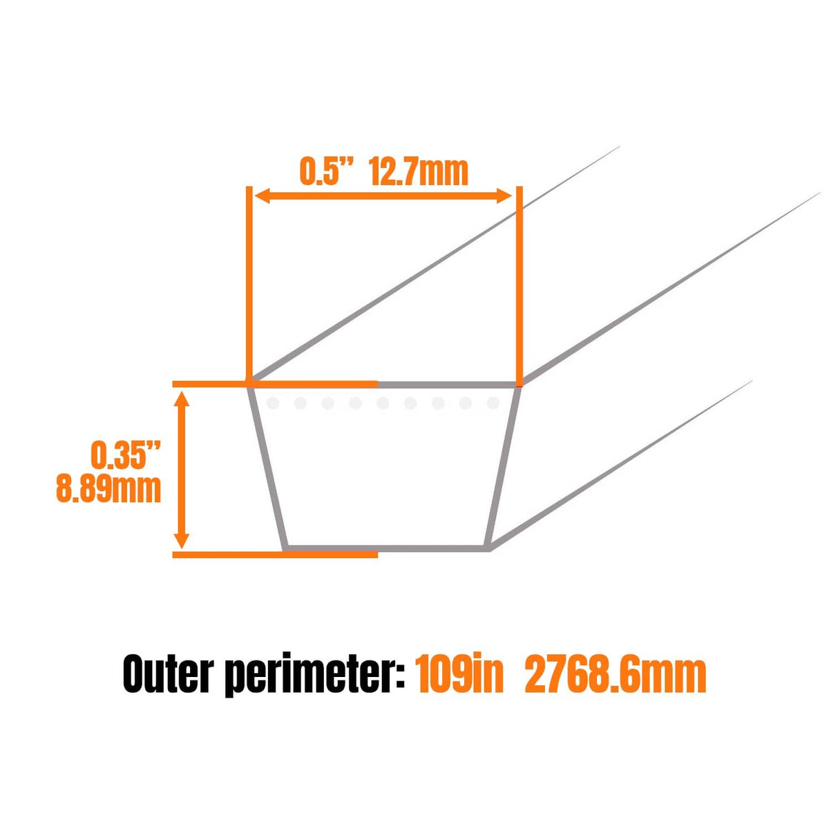 Bethesda Industrial Mower Deck Belt 1/2" x 109" Fit for MTD Cub Cadet Troy Bilt 954-04045 754-04045