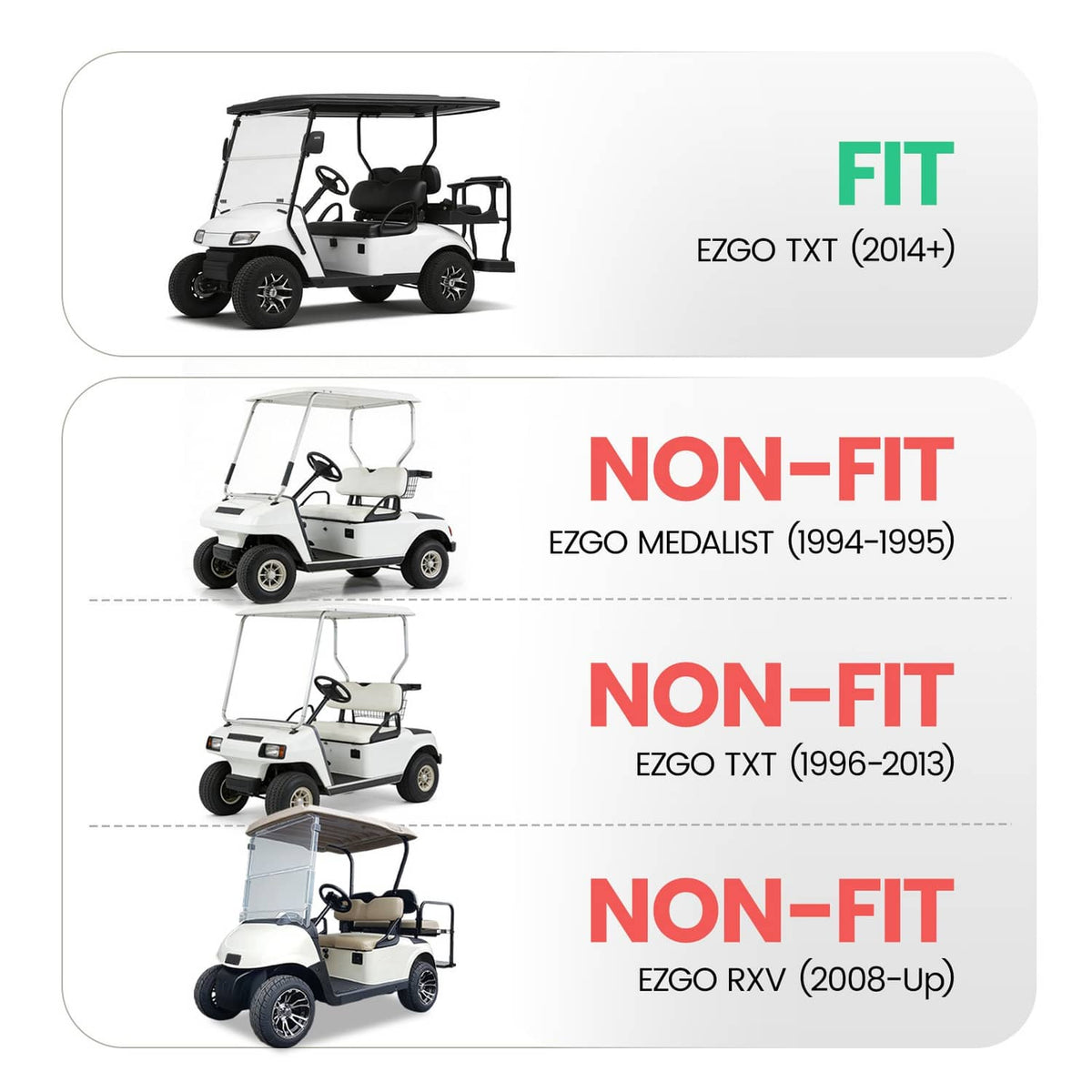 Bethesda Industrial For EZGO TXT 2014- up Clear Folding Golf Cart Windshield Windscreen