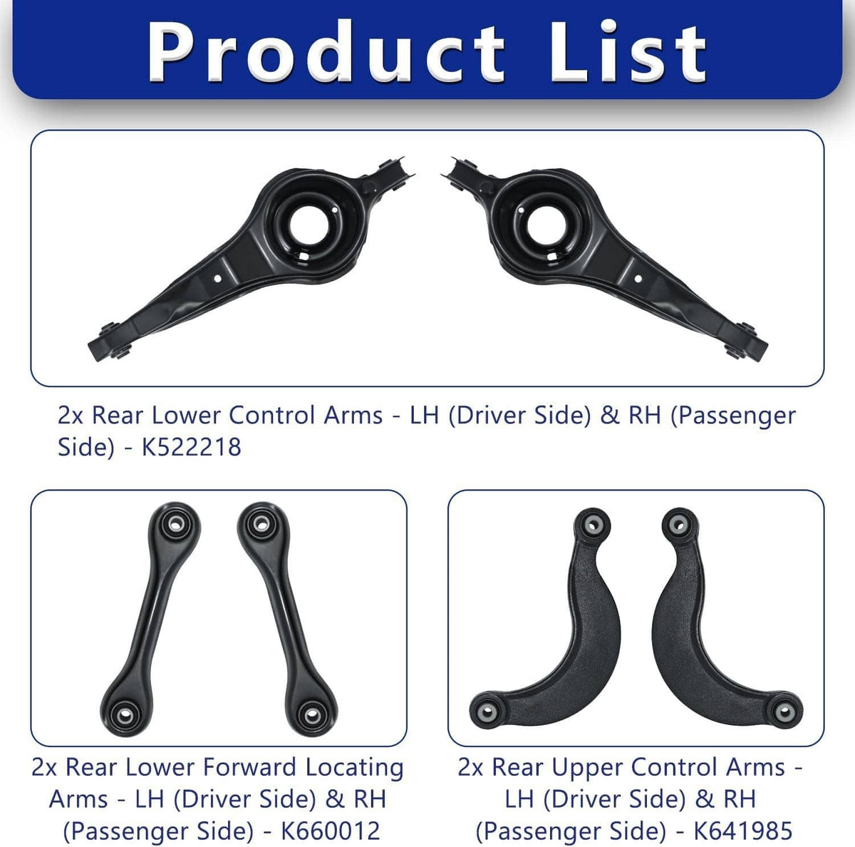 Bethesda Industrial 6Pcs New For 2007-2013 Mazda 3 Rear Upper Lower Suspension Control Arms Kit