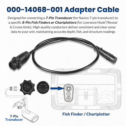 Bethesda Industrial 000-14068-001 7-Pin Transducer Adapter Cable for Lowrance Hook²/Reveal & Cruise