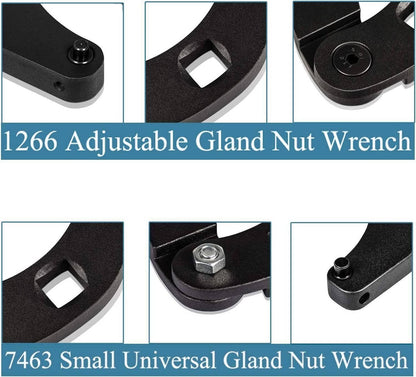 Bethesda Industrial Adjustable Gland Nut Wrench 1266 + 7463 Spanner Tool Set for Hydraulic Cylinder