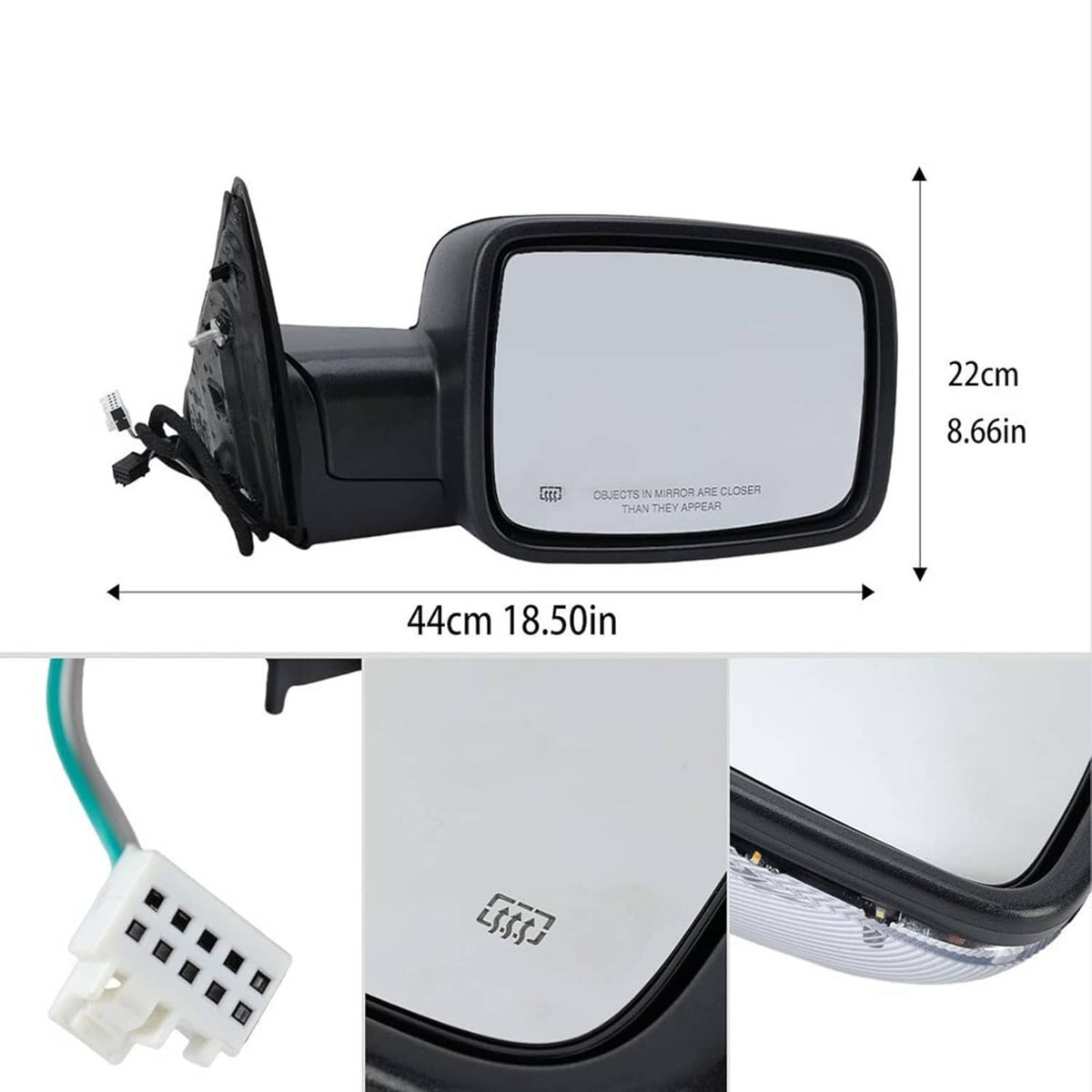 Bethesda Industrial Right/Passenger Side Fold+Heated+LED Signal Mirror For 2013-2019 Ram 1500 Power