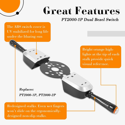 Bethesda Industrial PT2000-1P Bezel Control Switch Dua Blinker Trim/Jack Plate for Seastar Hydraulic
