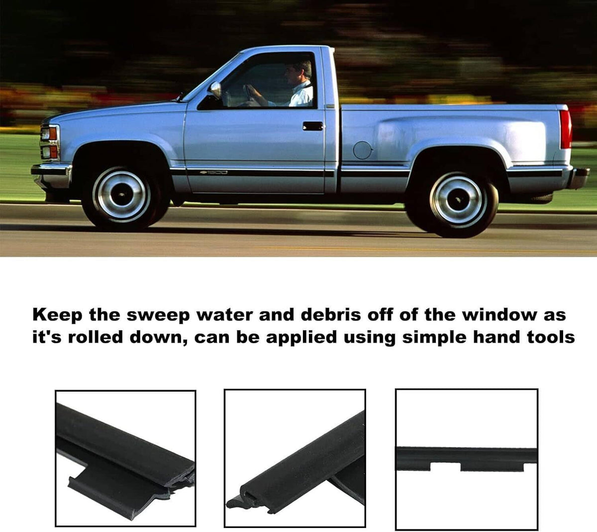 Bethesda Industrial 2Psc Outer Front Window Sweep Weatherstrip Seal Set for Chevy GMC Pickup Truck