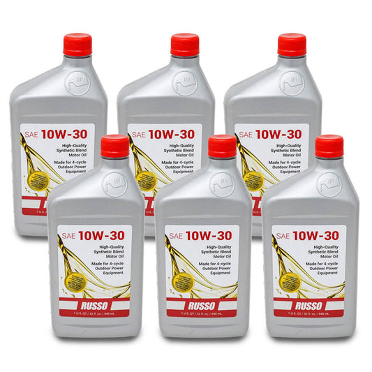Bethesda Industrial 6PK Russo SAE 10W-30 Synthetic Blend 4-Cycle Motor Oil 32 oz./1 Quart